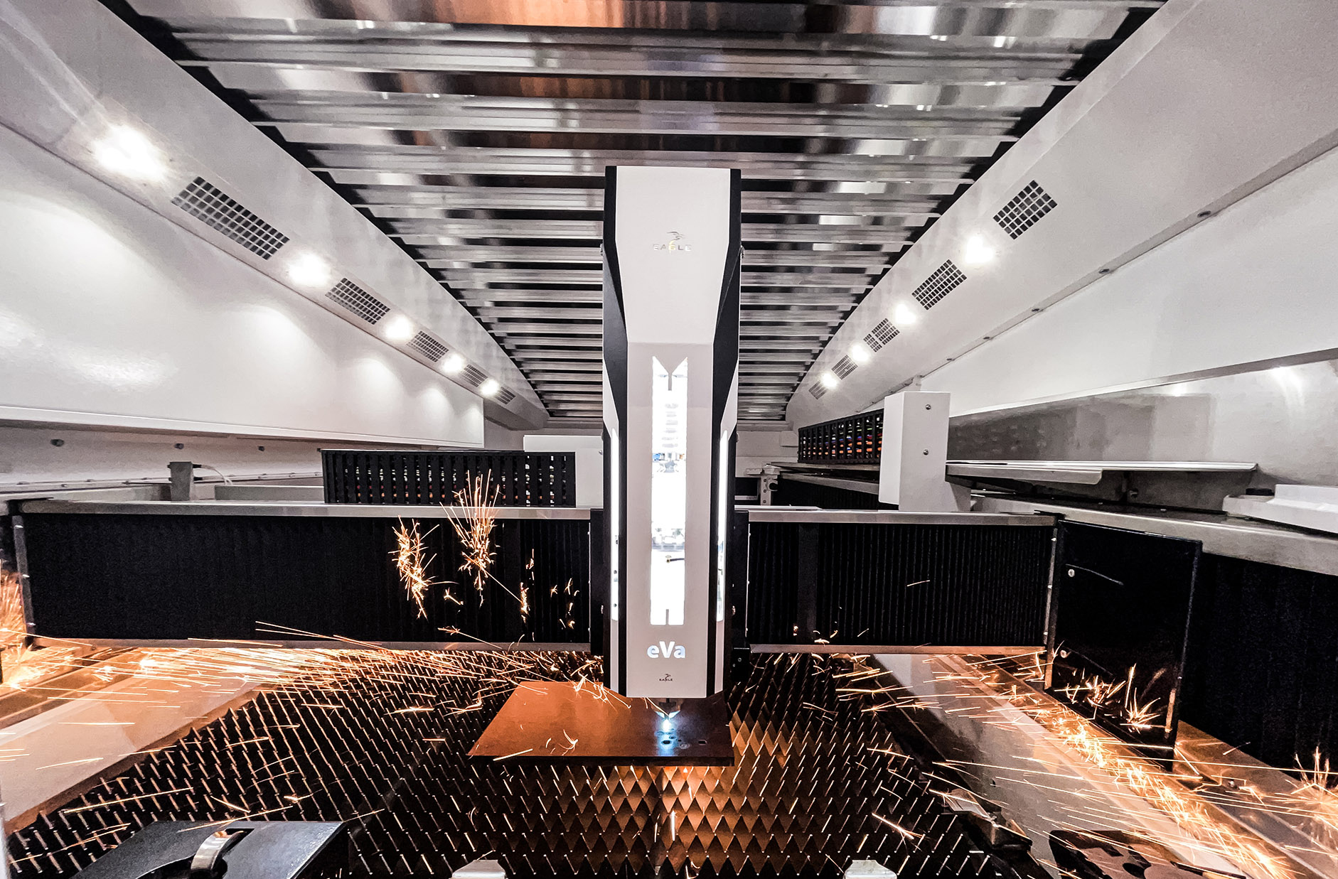 Photo of eVa cutting head while cutting