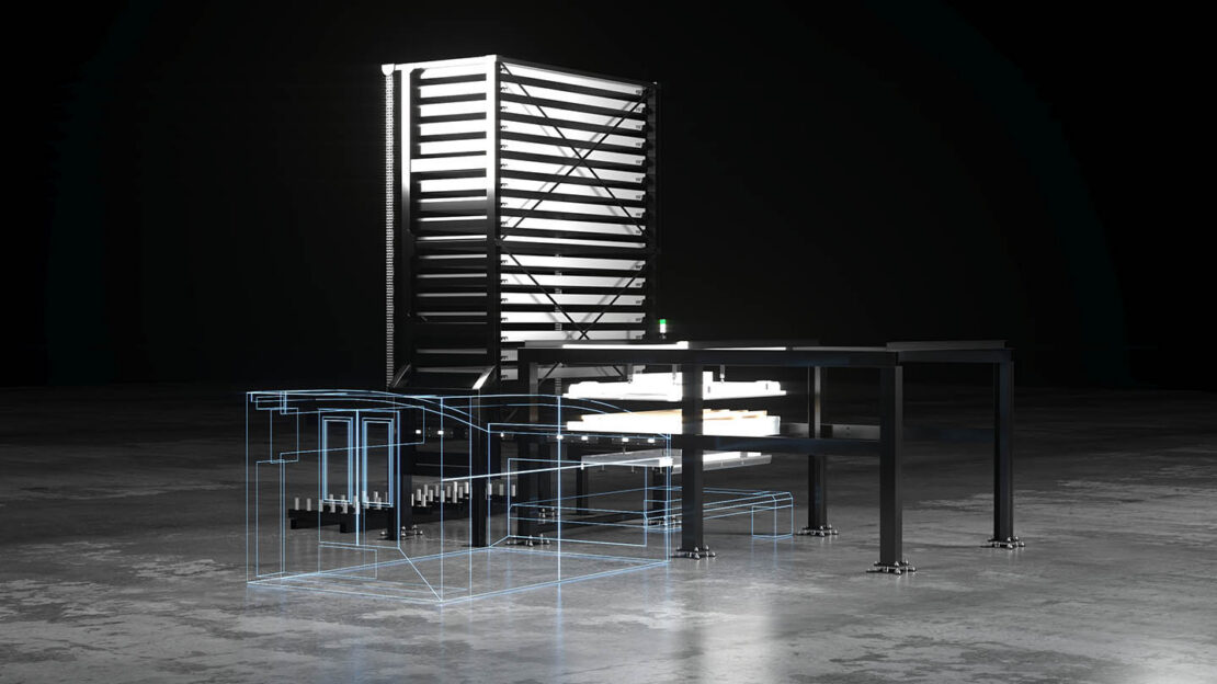 Render of automation system Eagle cranemasterstorelinear