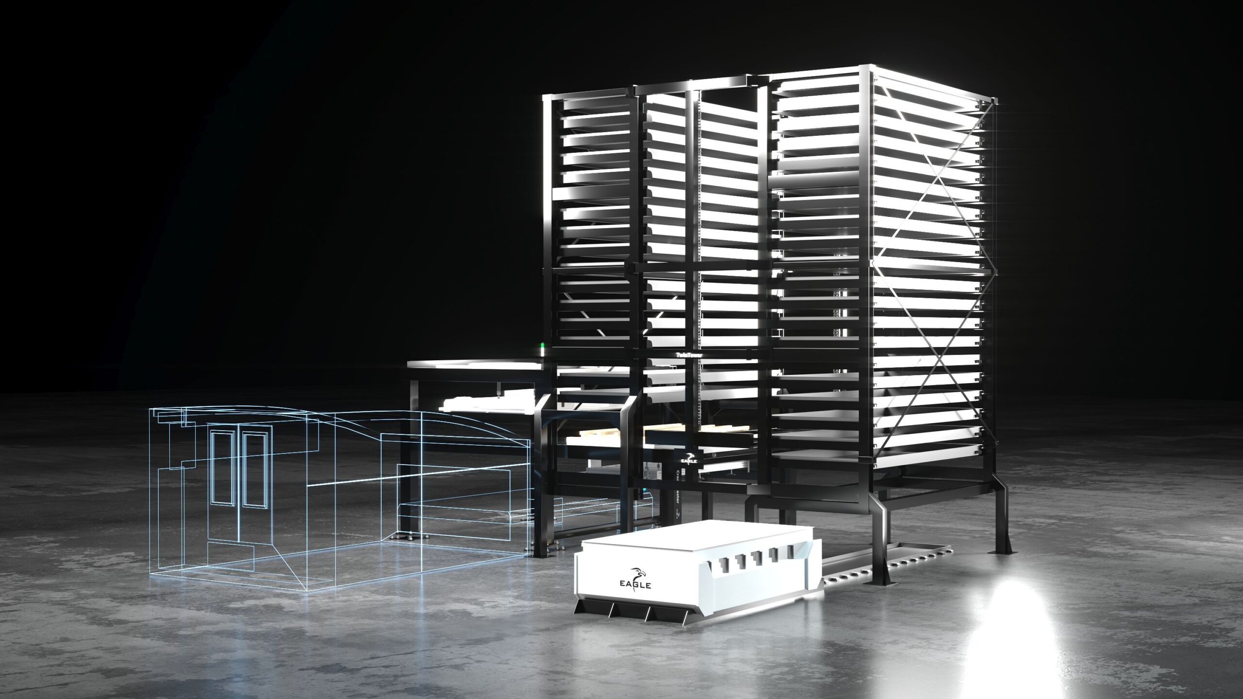 Render of automation system Eagle twin tower