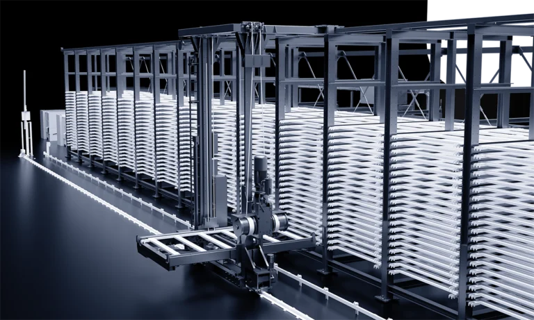 Transfer points One or more transfer locations can connect the warehouse with subsequent material-handling or production processes.